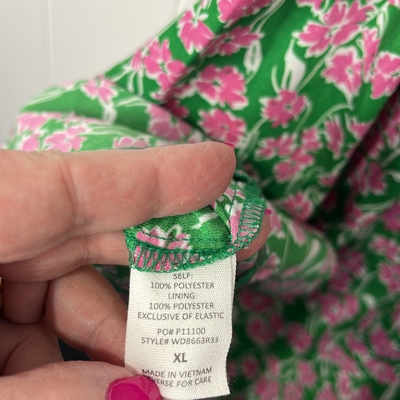 Timing Womens MIdi Dress XL Green Pink Floral Adj Straps Hi-Lo Hemline Open Back - Picture 10 of 14